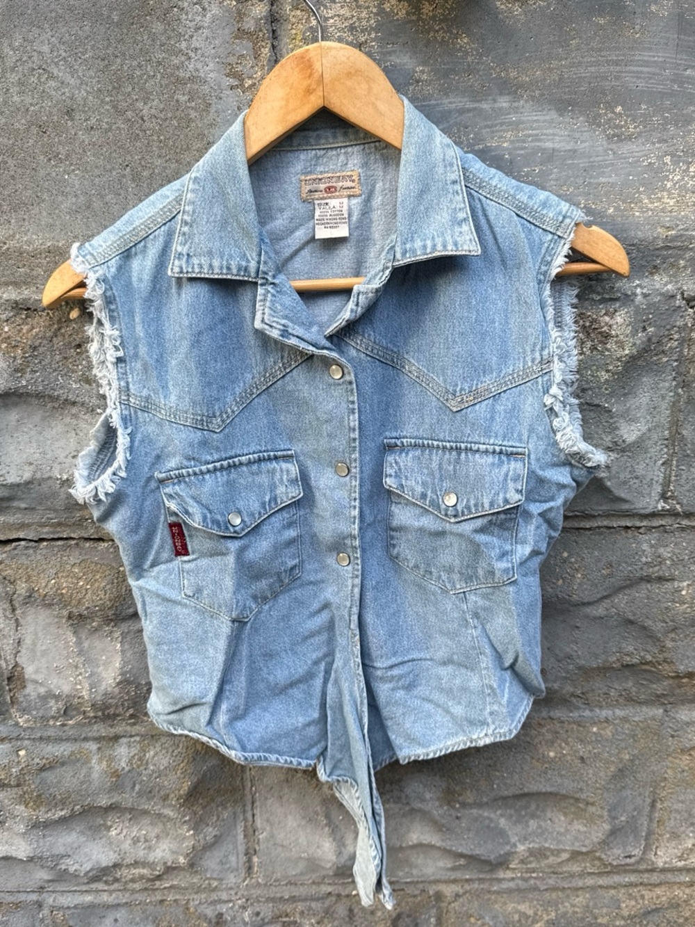 Vintage Y2K Denim Pearl Snap Top Size M Western Cowgirl